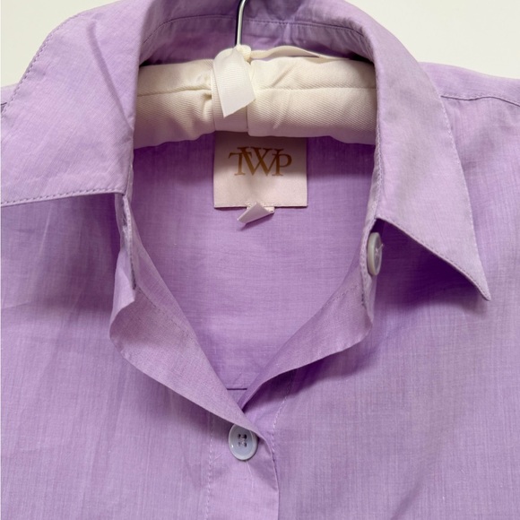 TWP Lavender Button-Up Cropped Shirt - Picture 2 of 5